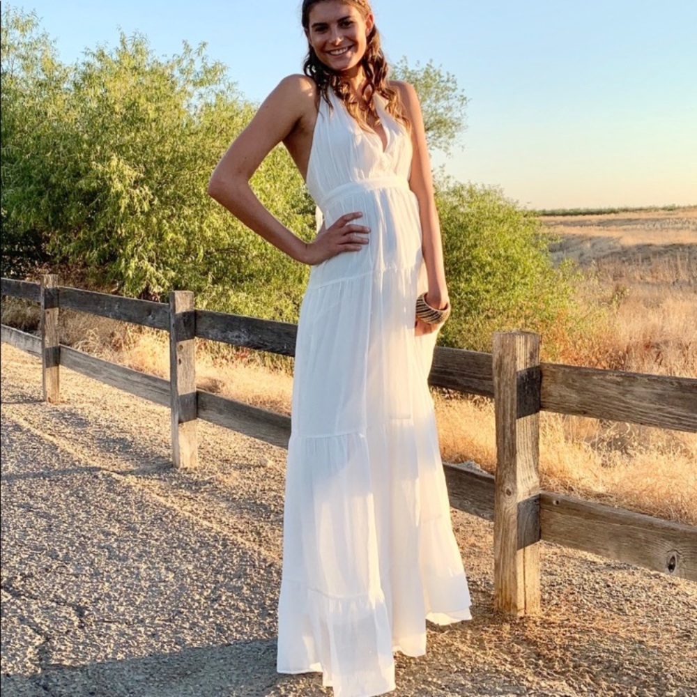 The Kennedy Dress Long Halter Maxi